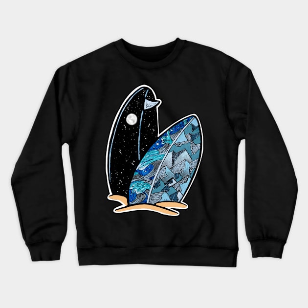 Surf's Up Crewneck Sweatshirt by rikabird17